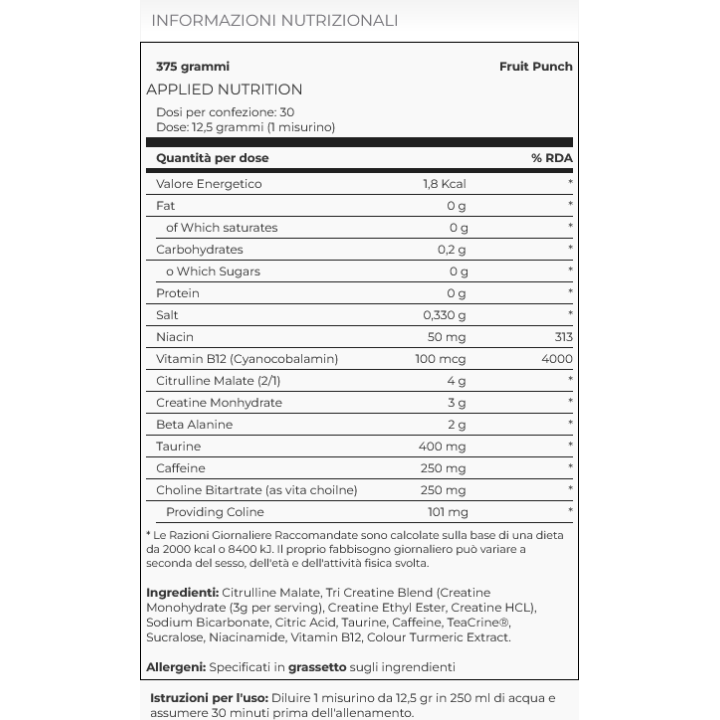 ABE Pre-Workout 375 g Applied Nutrition in Polvere