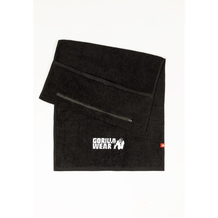 Gorilla Wear Zip Pocket Gym Towel - Black