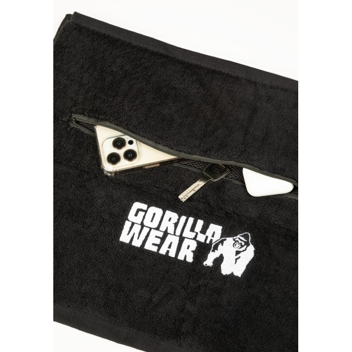 Gorilla Wear Zip Pocket Gym Towel - Black