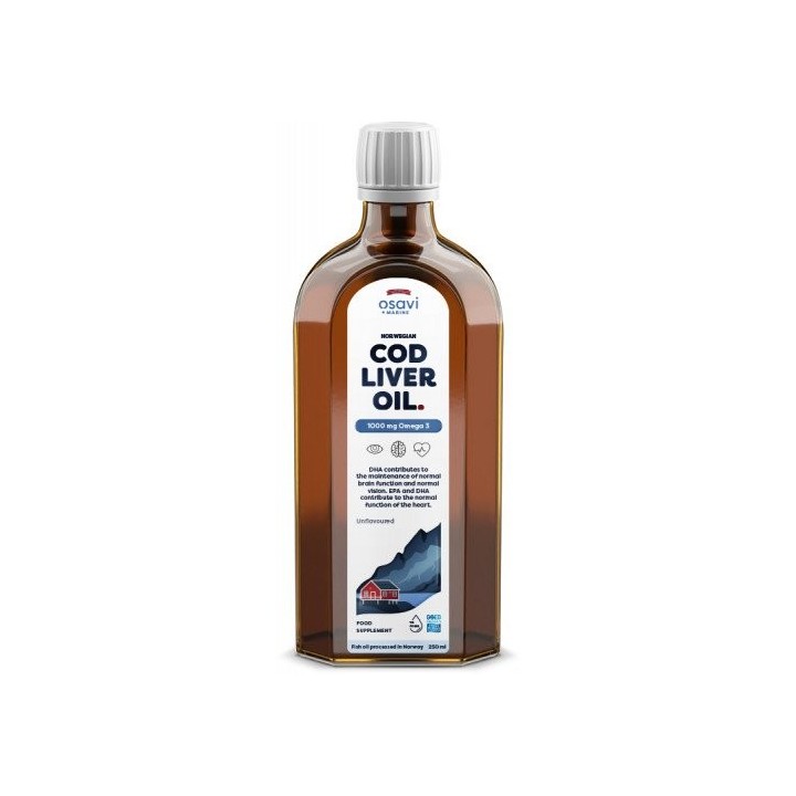 Norwegian Cod Liver Oil 1000 mg 250 ml Osavi Omega 3