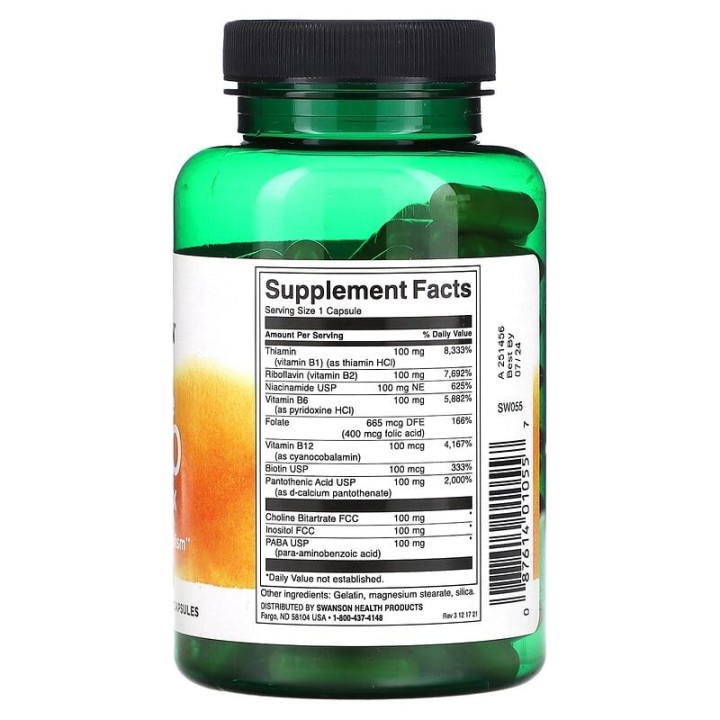 Balance B-100 Complex 100 Caps Swanson B-Vitamins