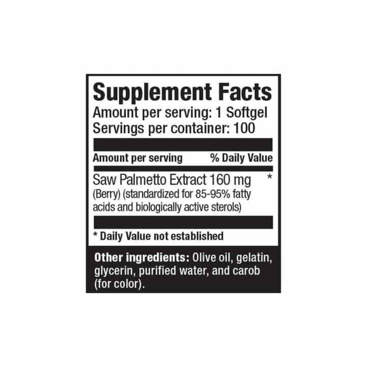 Saw Palmetto 100 Softgels Ultimate Nutrition Berry Extract