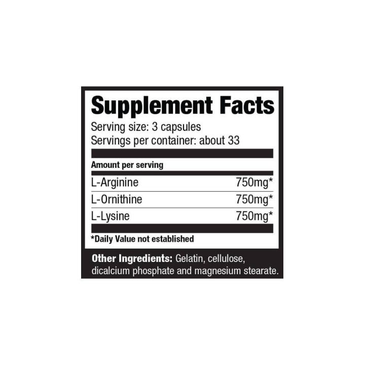 Ultimate Nutrition Arginina Ornitina Lisina 100 cps