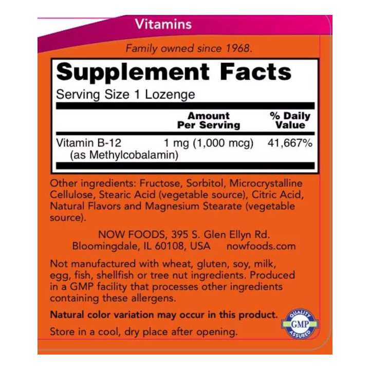 NOW Foods Methyl B-12 1000 mcg 100 pastiglie