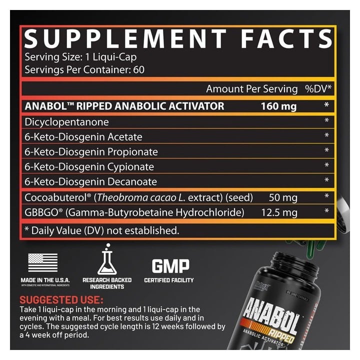Anabol Ripped 60 Liquid Caps Nutrex Research