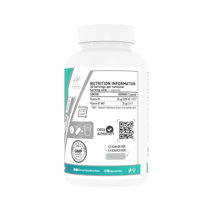 Vitamin D3 + K2 Capsules 30 Caps Dorian Yates