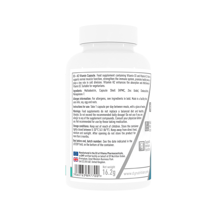 Vitamin D3 + K2 Capsules 30 Caps Dorian Yates