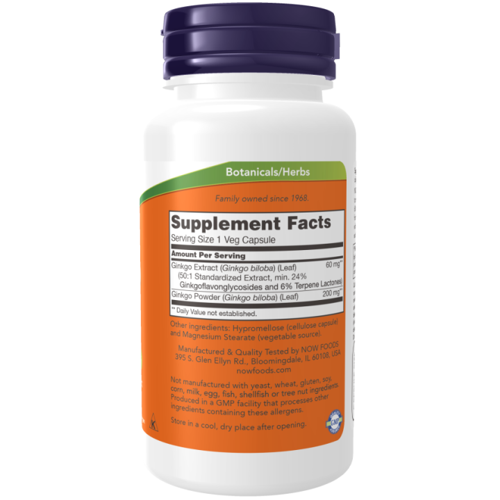 Now Foods Ginkgo Biloba 60 mg 240 vcaps