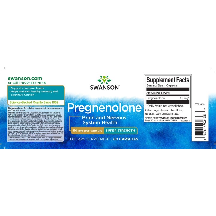Swanson Pregnenolone 50 mg Super-Strength 60 caps