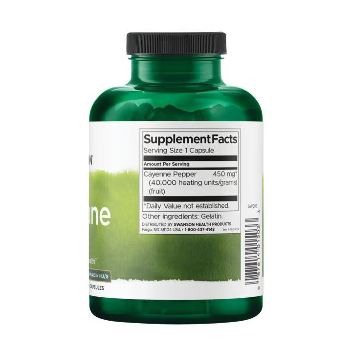 Cayenne 450 mg 300 capsule Swanson integratore cuore