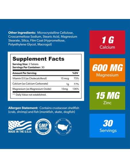 Calcium Magnesium Zinc + D3 - 90 tablets