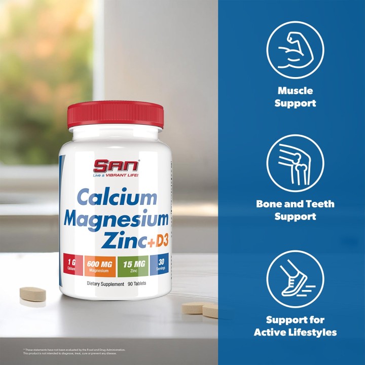 Calcium Magnesium Zinc D3 90 Tablets SAN Nutrition: Bones