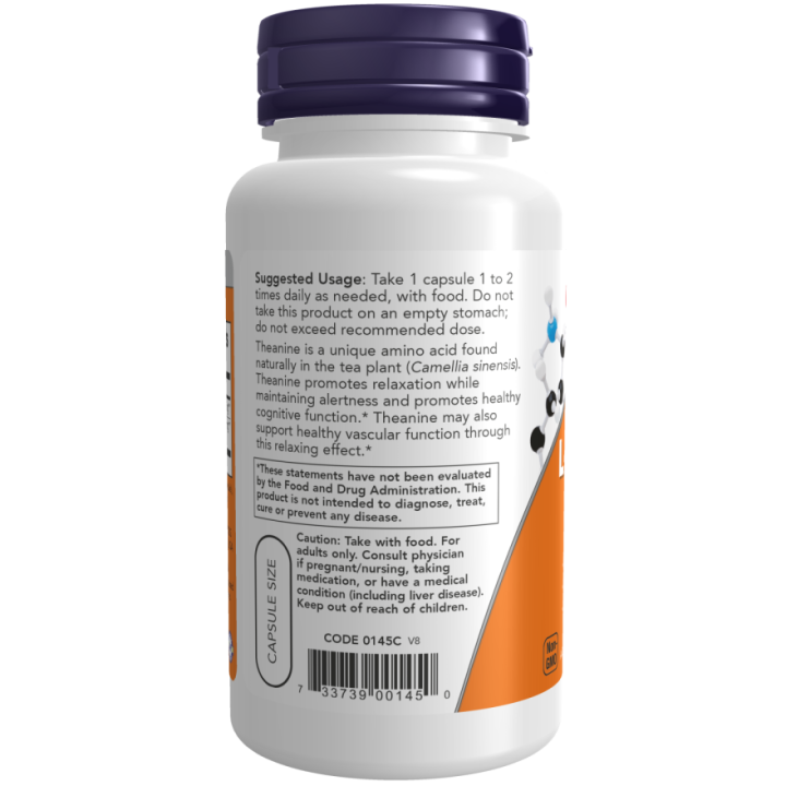 L-Theanine 100 mg 90 Vcaps NOW Foods: Calm and Focus