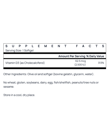 Vitamin D3 2500 IU 100 softgels