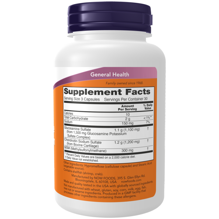 Glucosamine & Chondroitin with MSM 180 Caps Now Foods