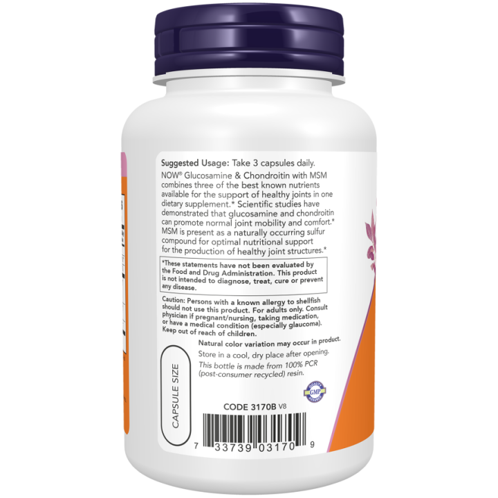 Glucosamine & Chondroitin with MSM 180 Caps Now Foods