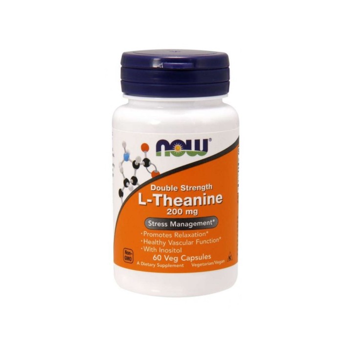 Double Strength L-Theanine 200 mg 60 VCaps Now Foods