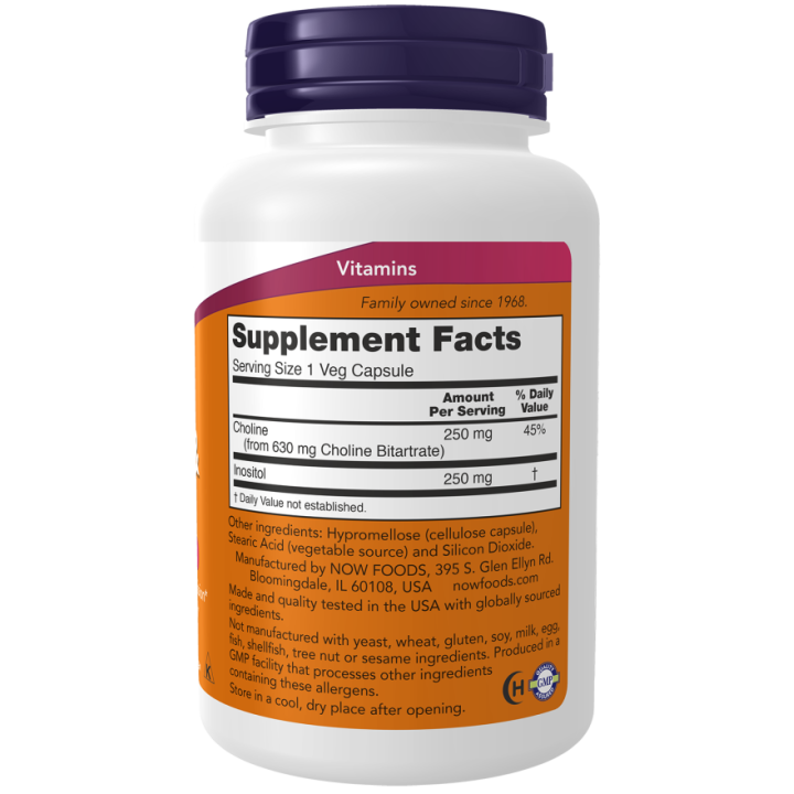 Choline and Inositol 100 Vcaps Now Foods: veg capsules