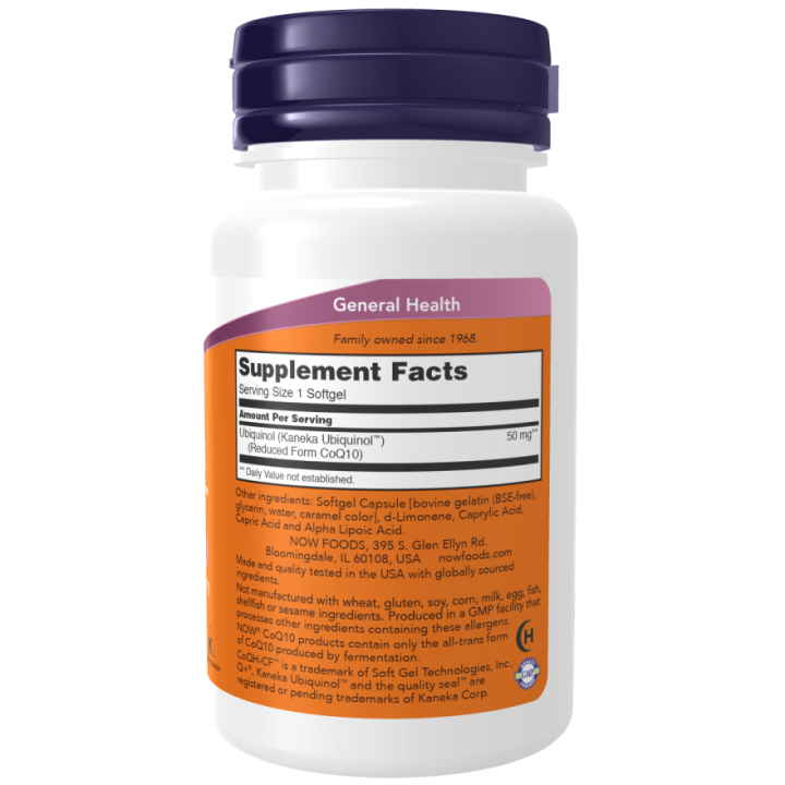 Ubiquinolo CoQH-CF 60 Softgel NOW Foods: CoQ10 Attivo