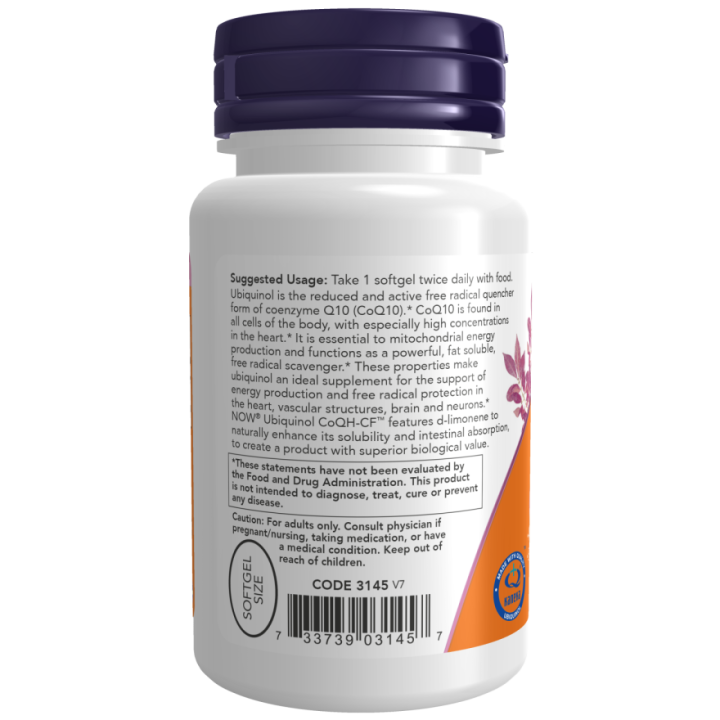 Ubiquinolo CoQH-CF 60 Softgel NOW Foods: CoQ10 Attivo