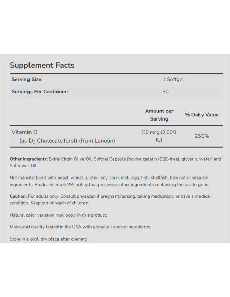 Vitamin D-3 2000 IU 120 softgels