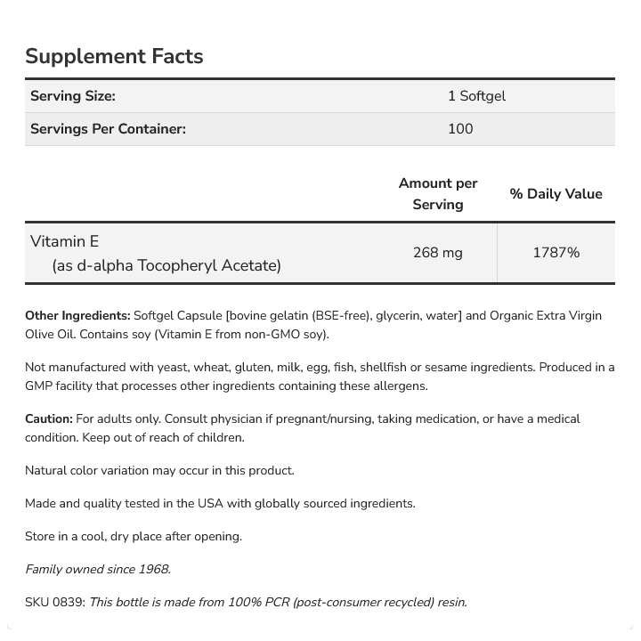 Vitamina E-400 d-alpha Tocopheryl Softgels NOW Foods | Antiossidante Naturale | Citymuscle