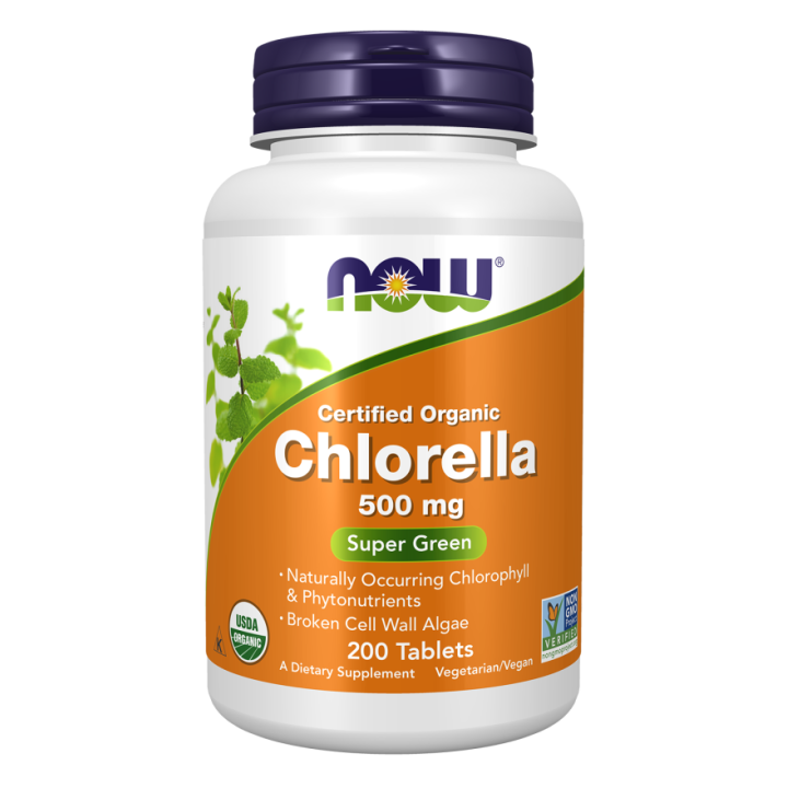 NOW Foods Chlorella 500 mg Organic Tablets | Organic chlorella tablets