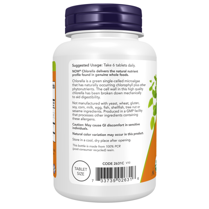 NOW Foods Chlorella 500 mg Organic Tablets | Organic chlorella tablets