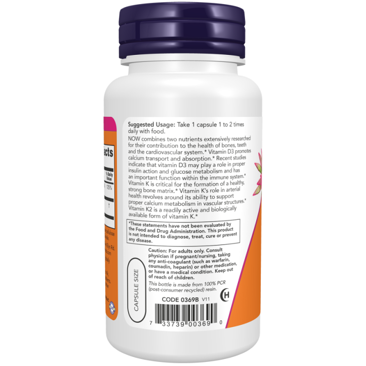 Vitamin D-3 + K-2 Capsules | NOW® Foods