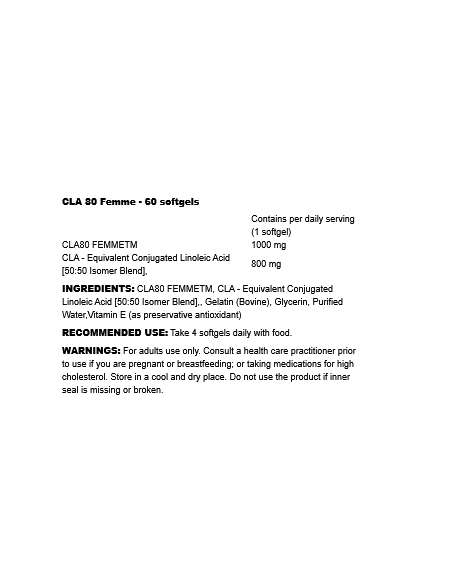 CLA 80 Femme 60 softgels