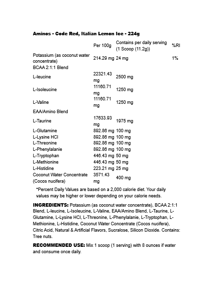 Aminos Code Red 224 grams