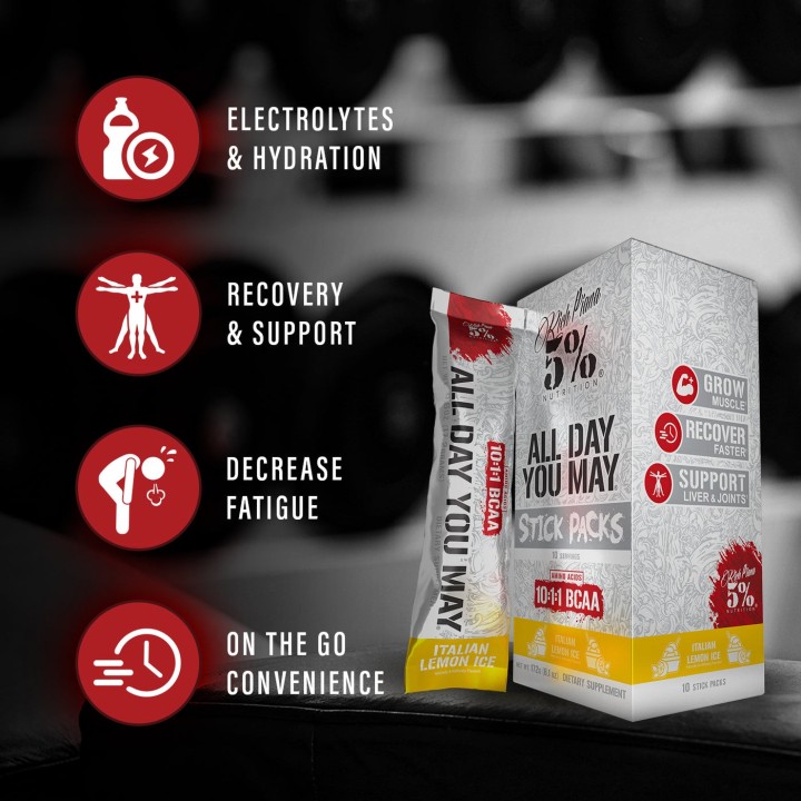 All Day You May 10x17 g Sticks 5% Nutrition: BCAA Recovery
