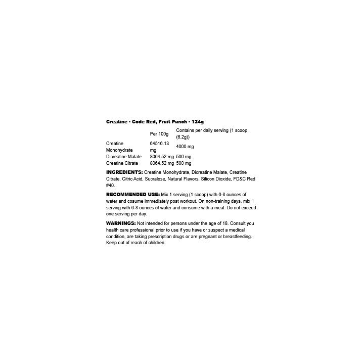 Creatine Code Red 126 g 5% Nutrition: creatine powder
