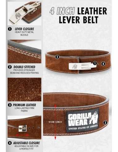 Gorilla Wear 4 Inch Leather Lever Belt