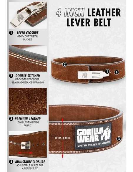 Gorilla Wear 4 Inch Leather Lever Belt