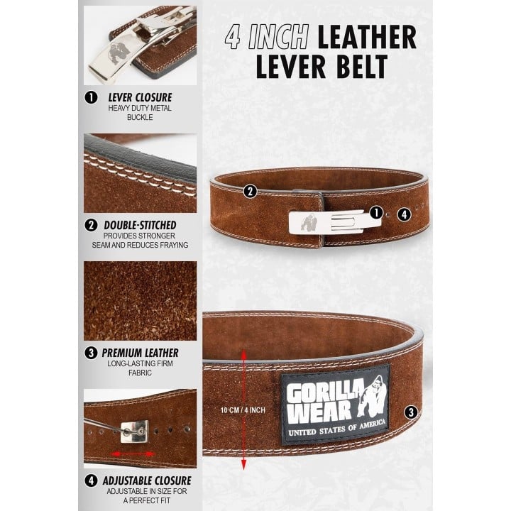 Gorilla Wear 4 Inch Leather Lever Belt