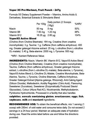 Vapor X5 Pre-Workout 247 gr