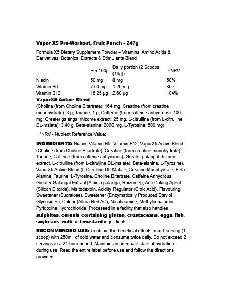 Vapor X5 Pre-Workout 247 gr
