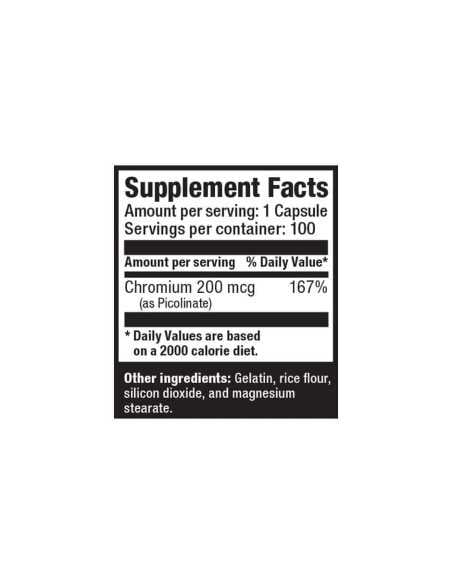 Chromium Picolinate 200 Mcg 100 Caps