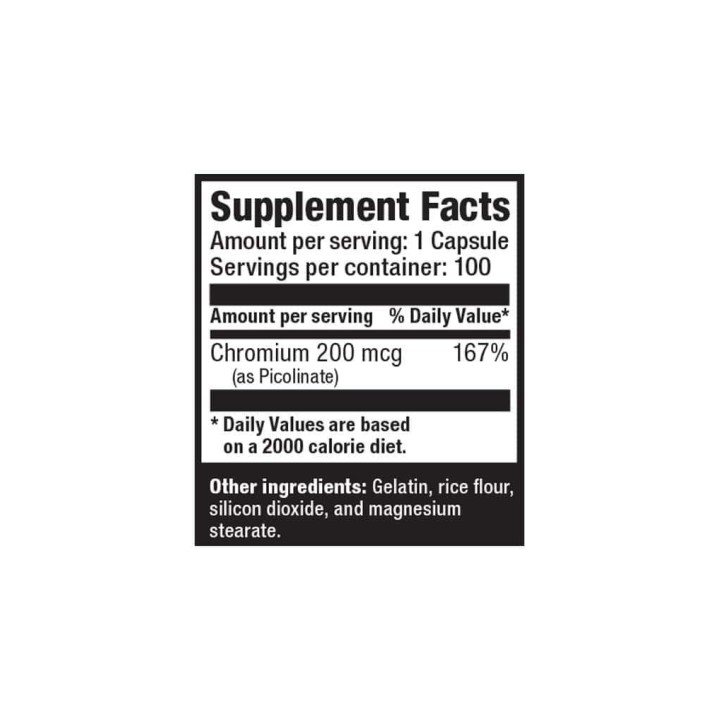 Chromium Picolinate 200 mcg 100 Caps Ultimate Nutrition