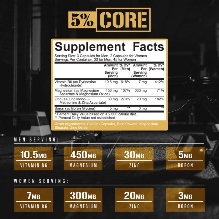 ZMA 90 Caps 5% Nutrition: Zinc Magnesium and Vitamin B6