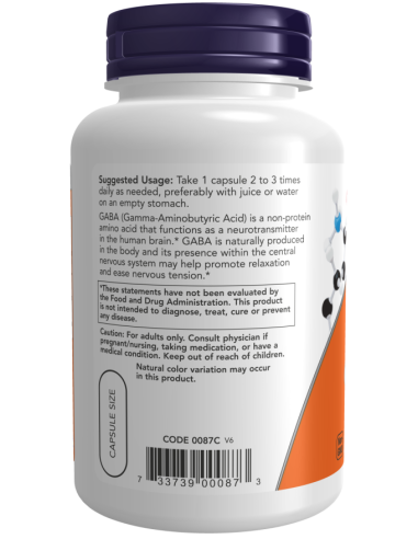GABA with Vitamin B6 500mg 200 vcaps
