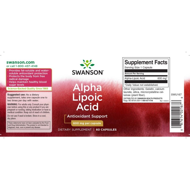 Swanson Alpha Lipoic Acid 600 mg | Protezione Antiossidante Avanzata