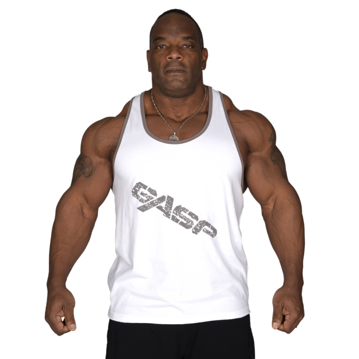 Vintage T-Back White GASP Minimal Cotton Tank Top
