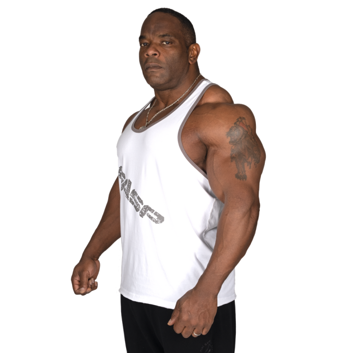Vintage T-Back White GASP Minimal Cotton Tank Top