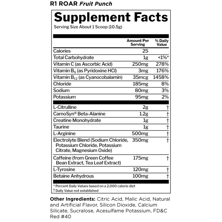 Rule One Roar 315 g: pre-workout con caffeina