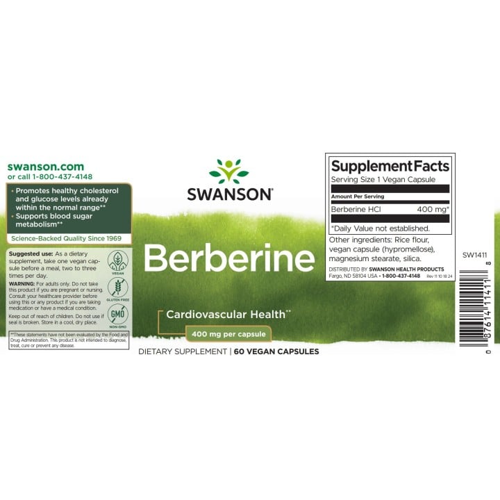 Swanson Berberine 400 mg | Natural Metabolic & Blood Sugar Support
