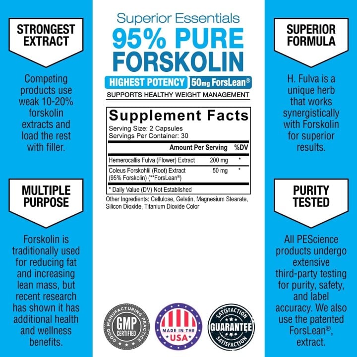 Pescience Forskolin 95% | Natural Vegan Metabolic Support