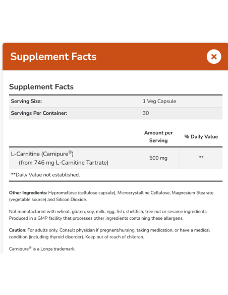 L-Carnitine 500 mg 60 vcaps