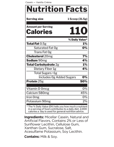 R1 Casein 1800 grams